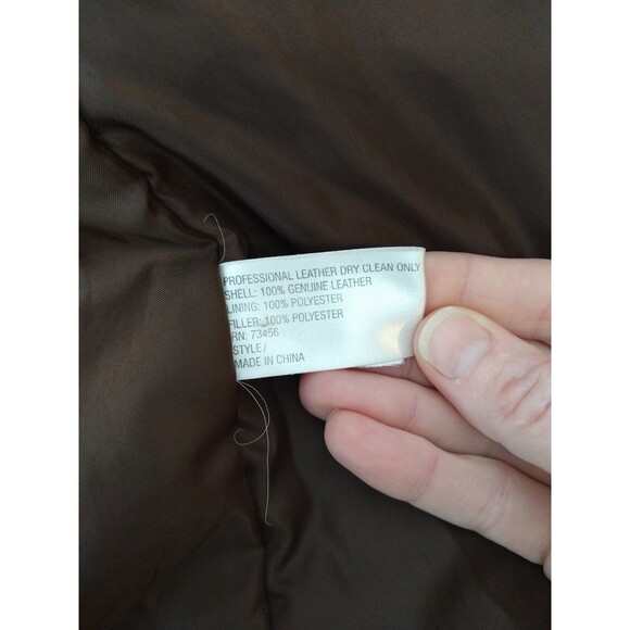 Comint Leather Button Up Jacket Coat Size L Chocolate Brown Pockets Classic - Picture 6 of 15